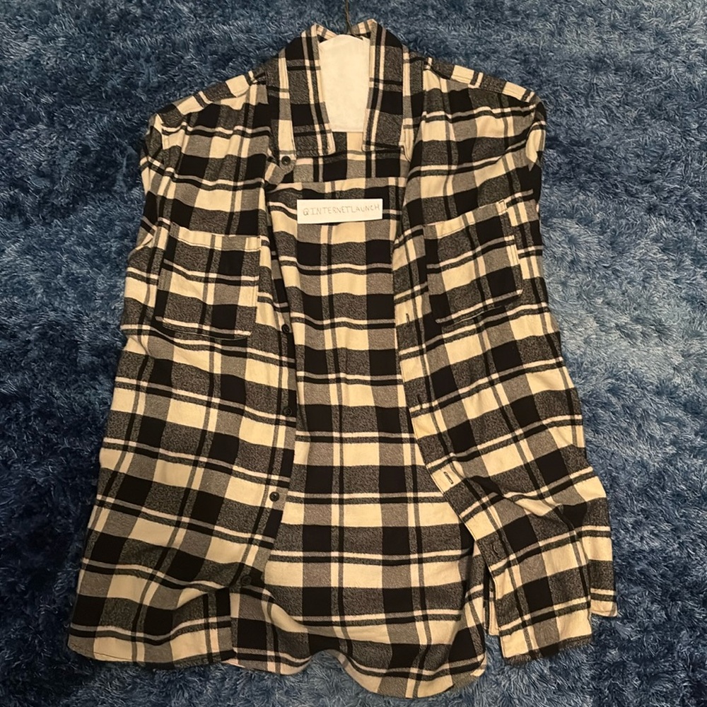 H&M Men’s Medium Button Down Shirt Black & White